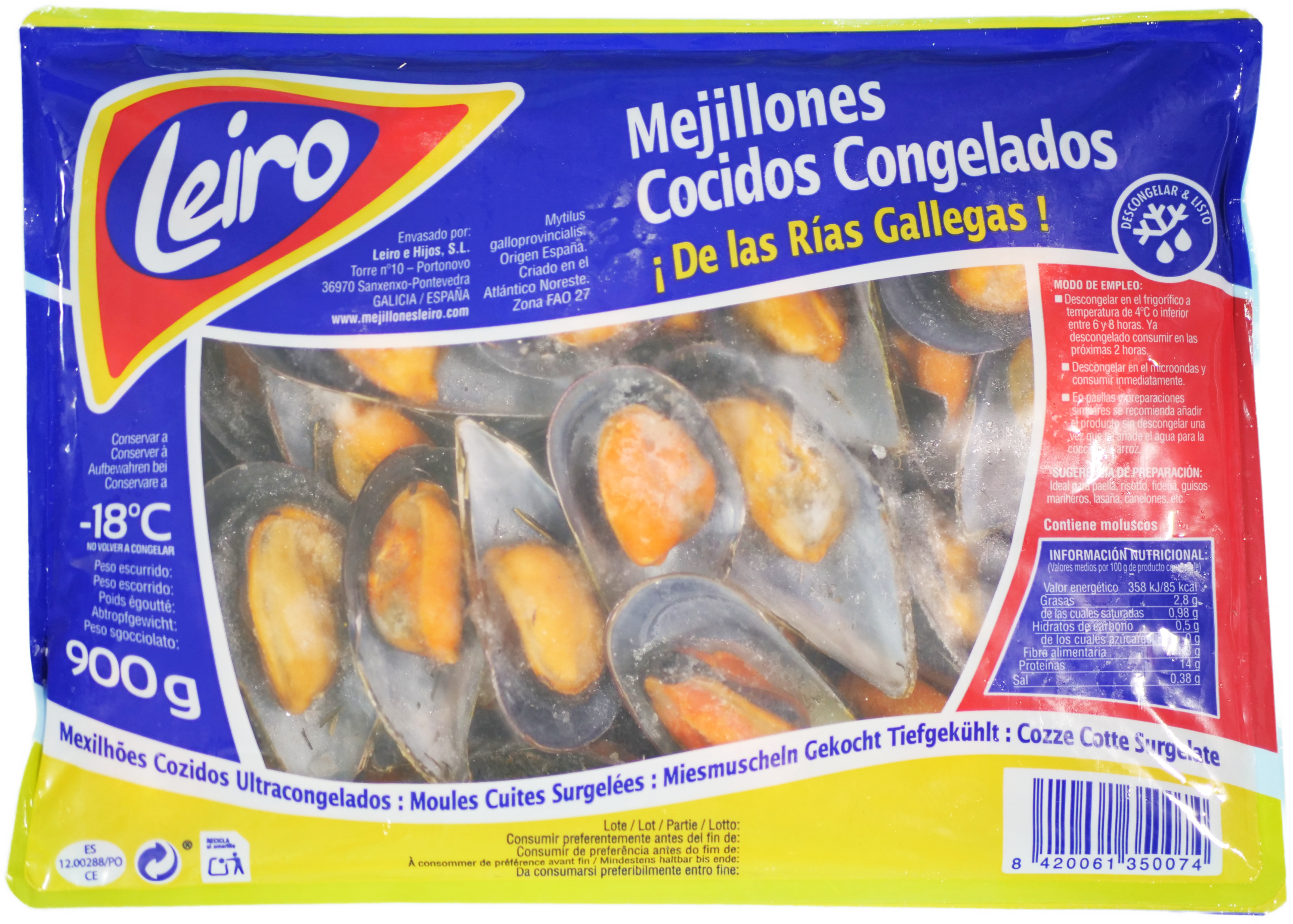 Bolsa de mejillones congelados de la Ria Gallega