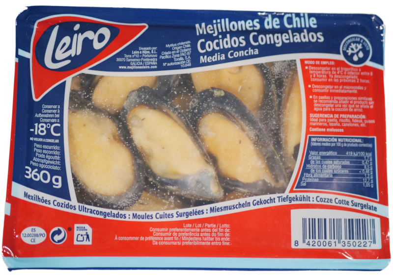 mejillones de chile cocidos congelados